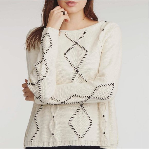 Organic Cotton Studded Cable Sweater - Picture 3 of 6